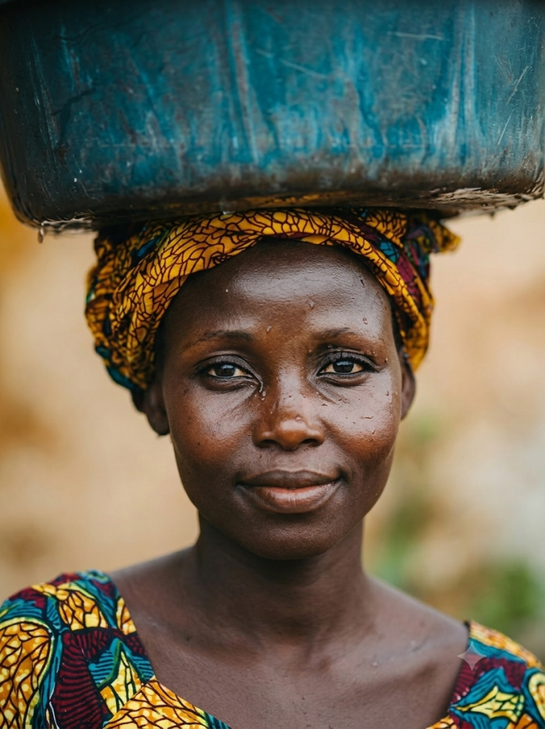 Woman with a container on her head